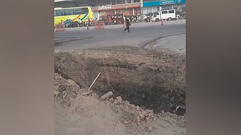 No safety barriers in drainage project