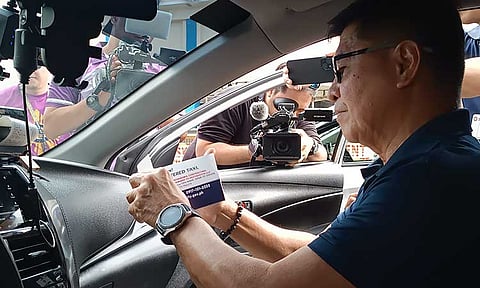STICKERS TO WARN ERRING TAXI OPERATORS. Around 6,000 stickers would be distributed to taxi operators and drivers in the city for the official launching of taxi stickers against erring taxi drivers, on Tuesday morning, September 24, 2024, at the Davao City Hall Grounds