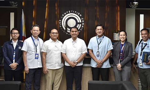 (From left) Atty. Charisma Aclan of DA-Office of the Secretary, PCC Enforcement Office Director Christian Loren B. De Los Santos, Commissioner Ferdinand M. Negre, DA Undersecretary for Operations and Agri-Fisheries Mechanization and Undersecretary for Rural Credit Roger V. Navarro, DA Undersecretary for Inspectorate and Enforcement and Chief of Staff Alvin John F. Balagbag, PCC Executive Director Kenneth V. Tanate, Enforcement Office Asst. Director Genevieve E. Jusi, DA Director for Inspectorate and Enforcement Felicisimo F. Madayag, Jr., and John Hubert M. Guamos of PCC Office of the Executive Director.