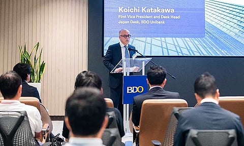 Koichi Katakawa, First Vice President and Head of BDO Unibank’s Japan Desk, welcomes the participants during the 2025 Perspectives: Economy and New Approaches in Business Forum.
