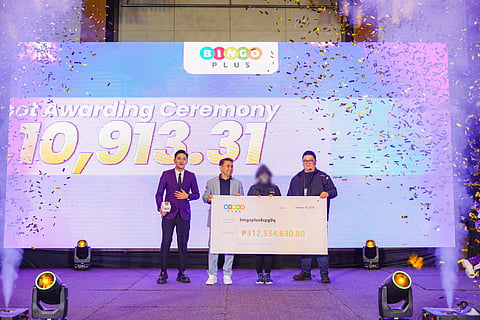 From left: BP Studio Host Troy; ABLE President, Jasper Vicencio; BP Jackpot Winner; and PAGCOR Representative.