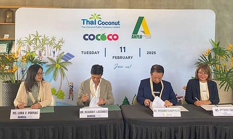 Thai Coconut Public Company Limited (CoCoCo) from Thailand and Damosa Land entered into a memorandum of agreement (MOA) on Tuesday, February 11, 2025, to establish a state-of-the-art coconut milk production facility in Panabo City, Davao del Norte.