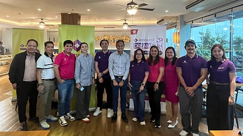 EASTWEST DREAM RUN 2025. Run Rio’s Rio dela Cruz, center, joins EastWest Bank executives for a photo op after the press conference on Tuesday, March 18, at Blue Lotus Hotel’s Sky View Restaurant.