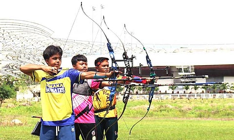 READY AIM, PALARO! Davao Region Athletic Association (Davraa) archers sharpen their skills at the UP Sports Complex in Davao City on Wednesday, May 7, 2025, as they gear up for the 2025 Palarong Pambansa in Laoag City.