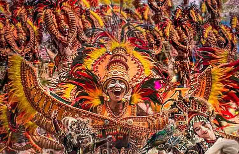 JAPAN. Tribu Paghidaet of La Paz National High School performs at the Philippine National Day parade during the World Expo 2025 in Osaka, Japan, showcasing the vibrant energy and cultural richness of the Iloilo Dinagyang Festival.