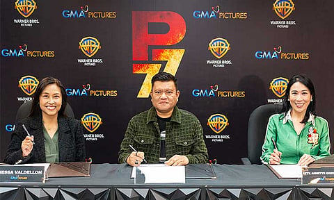 From left: GMA Pictures Executive Vice President and GMA Public Affairs Senior Vice President Nessa Valdellon, Warner Bros. Pictures Distribution Director Rico V. Gonzales, and GMA Network Senior Vice President for Programming, Talent Management, Worldwide, and Support Group, and President and CEO of GMA Films Atty. Annette Gozon-Valdes.