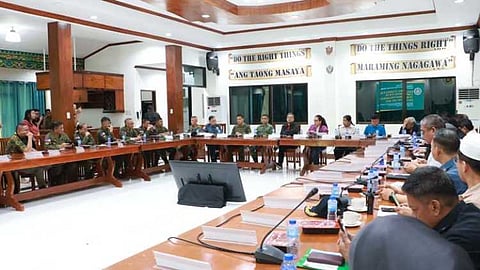 ZAMBOANGA. Top officials of the Commission on Elections, Armed Forces of the Philippines, and Philippine National Police discuss security preparations for the first-ever parliamentary elections in the Bangsamoro Autonomous Region in Muslim Mindanao (Barmm) on October 13, 2025.