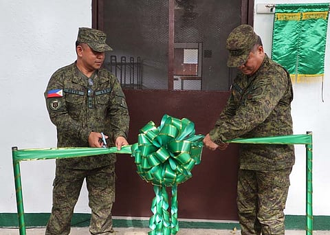ZAMBOANGA. Major General Donald Guimiran, 6th Infantry Division (6ID) commander (right), inaugurates the newly constructed facilities aimed at boosting the morale and welfare of the 6ID troops. Lieutenant Colonel Marlon Reyes II, Service Support Battalion (SSBn) commander (left), assisted Guimiran during the inauguration ceremony on Thursday, July 10.
