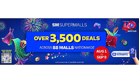 Unlock 3,500 unbeatable brand deals across 88 malls as SM Supermalls turns 40—don’t miss the celebration from August 1 to September 9!