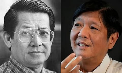 Former senator Benigno “Ninoy” Aquino Jr. and President Ferdinand “Bongbong” Marcos Jr.