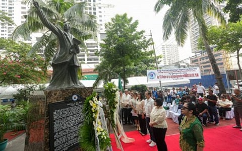 HONORING PLARIDEL. Wreath-laying ceremony for the 175th birth anniversary of Marcelo H. Del Pilar at the corner of M.H. Del Pilar Street and Quirino Avenue in Ermita, Manila on Saturday (Aug. 30, 2025). Also known by his pen name "Plaridel," Del Pilar led the propaganda movement that inspired the Philippine Revolution. (PNA photo by Robert Oswald P. Alfiler)