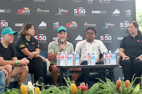 BETTER EXPERIENCE. Damosa Land Inc. (DLI) resident Ricardo “Cary” Floirendo Lagdameo (center) says they aim to give participants a better race experience each year as they host future editions of the triathlon, following the successful Damosa Land 5150 Samal Triathlon held Sunday, September 21, 2025, at the Bridgeport grounds in the Island Garden City of Samal. Also in the photo (from left): Davao del Norte 2nd District Rep. Jose Manuel Lagdameo, Sunrise Events Inc. president and general manager Princess Galura, Igacos Mayor Lemuel “Toto” Reyes, and DOT-Davao regional director Tanya Virginia Rabat-Tan.