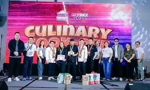 In the photo are (from left to right) Felix Nino Asuncion, Lead Convenor of OPFBEX; Cesar Reyes, Director for Trainings and Seminars; Mitch Otsuro-Park, HARP’s VP for Restaurants; Chefs Princess Ann Uy, Jamaica Juachon and Melvin Tiamzon of Park Inn by Radisson Clark; Chef Heinz Pelayo; Chef Dan; HARP President Remedoonna Rabina; Former HARP President Fatima Orfinada; co-organizers Macky Nicdao and Chie Basco; and Peter Lising, VP for HARP Membership.