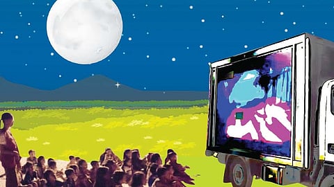 Movie night brings comfort to children in Bogo tent City
