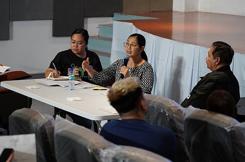 PALO. Leyte Provincial Tourism Consultant Frances Ann Petilla (holding a microphone) meets with the different Technical Working Group (TWG) members for the 81st Leyte Gulf Landings commemoration.