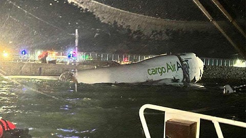 Cargo plane skids into sea after landing in Hong Kong
