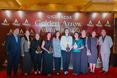 The Filinvest Group at the 2025 ASEAN Corporate Governance Scorecard Golden Arrow Awards. (From left: FDC and FILRT Group Investor Relations Manager, Rens V. Cruz II; FLI Assistant Special Projects Head - Legal, Atty. Maria Tanya E. Llamas; FLI Investor Relations Head, Melissa Regina C. Ortiz; FDC and FILRT Group Investor Relations Head, Patricia Carmen D. Pineda; Filinvest Cyberparks Inc. Deputy CFO Yasmin M. Dy; FILRT President and CEO Maricel Brion-Lirio; EastWest Chief Compliance Officer Atty. Amy Belen R. Dio; FLI and FILRT Assistant Corporate Secretary Atty. Jennifer C. Lee; FLI and FILRT Corporate Secretary and Corporate Information Officer, Atty. Katrina O. Clemente-Lua; and FDC Chief Finance Officer and Treasurer, Ven Christian S. Guce. Not in photo, FDC Legal Head, Atty. Star C. Elamparo.