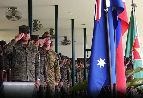 ILOILO. Philippine Army and Australian Defence Force troops join senior officers led by Lieutenant General Antonio G. Nafarrete (left), commanding general of the Philippine Army, and Lieutenant Colonel Noel Young (right), Australian Assistant Defence Attaché to the Philippines during the closing ceremony of the Philippines–Australia Army-to-Army Exercise “Kasangga 2025-02” at Camp General Macario B. Peralta Jr. in Jamindan, Capiz, on November 7, 2025.