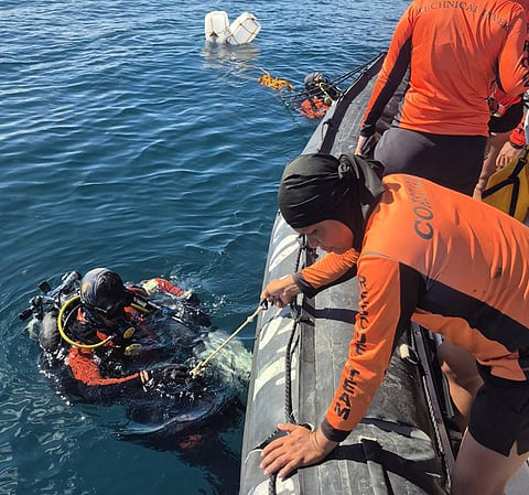 ZAMBOANGA. Technical divers of the Philippine Coast Guard conduct careful study and assessment to ensure safety upon entry and exit from the sunken M/V Trisha Kerstin 3 as they resume diving operations on Saturday, February 7, after weather and sea conditions improved near Baluk-Baluk Island, Hadji Muhtamad, Basilan province.