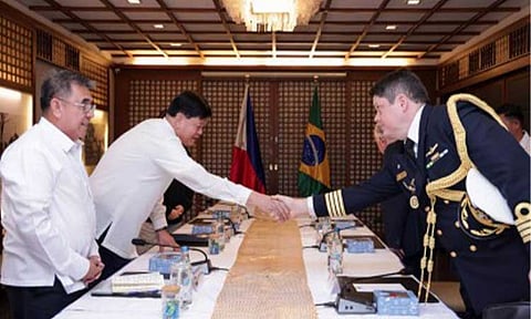 BRAZILIAN ALLIES. Department of Natonal Defense (DND) Senior Undersecretary Irineo Espino (left) welcomes Brazil's newly-designated non-resident defense attaché to the Philippines, Captain Luciano da Silva Maciel, during the official's courtesy call at Camp Aguinaldo, Quezon City on Thursday (Feb. 5, 2026). During their meeting, Espino expressed his thanks to to Brazil for being the country's only defense ally in Latin American and a major contributor to the ongoing Armed Forces of the Philippines (AFP) Modernization Program. (Photo courtesy of the DND)