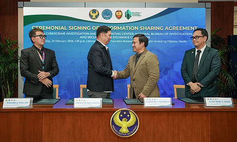 From left: National Bureau of Investigation (NBI) Head Agent Palmer U. Mallari, NBI Acting Director Angelito DLP. Magno, BSP General Counsel Figueroa, and BSP Director Regis.