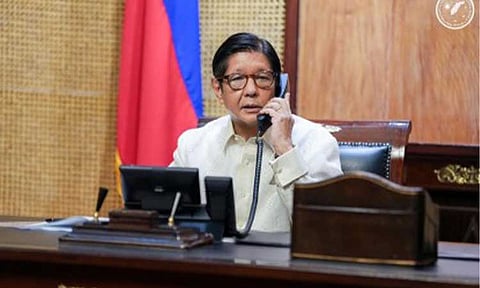 NO TO VIOLENCE. President Ferdinand R. Marcos Jr. expresses solidarity with the United Arab Emirates and calls for a peaceful resolution to tensions in the Gulf region during a phone call with UAE President Sheikh Mohamed bin Zayed Al Nahyan on Friday (March 6, 2026). Marcos also conveyed confidence in the UAE government’s ability to ensure the safety of its residents, including nearly 1 million Filipinos living and working in the country. (Photo from the Presidential Communications Office)