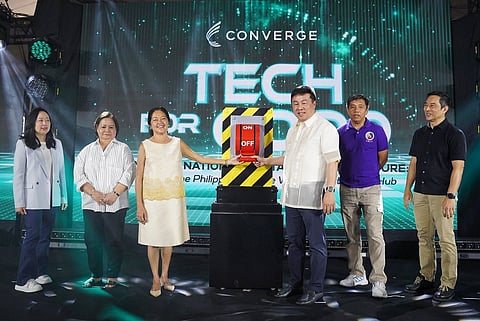 CONVERGE ANGELES DATA CENTER. From left, Converge president and co-founder Grace Uy, Pampanga Gov. Lilia “Nanay” Pineda, First Lady Louise Araneta-Marcos, Converge CEO and co-founder Dennis Anthony Uy, Information and Communications Technology Secretary Henry Rhoel Aguda, and Angeles City Mayor Carmelo “Jon” Lazatin II attend the inauguration of the Converge Angeles Data Center in Angeles City, Pampanga, on Friday, March 20, marking the completion of the company’s national digital infrastructure.
