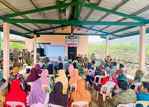 ZAMBOANGA. Community-driven peace initiatives continue to gain ground as the 101st Infantry Battalion of the 1102nd Infantry Brigade, successfully conducted a Grand Pulong-Pulong on Tuesday, April 7, in Huwit-Huwit village, Omar, Sulu,strengthening local support for the Rido-Free, Gun-Free, and Peace-Centered Community campaign while advancing Information, Education, and Communication efforts on the West Philippine Sea.