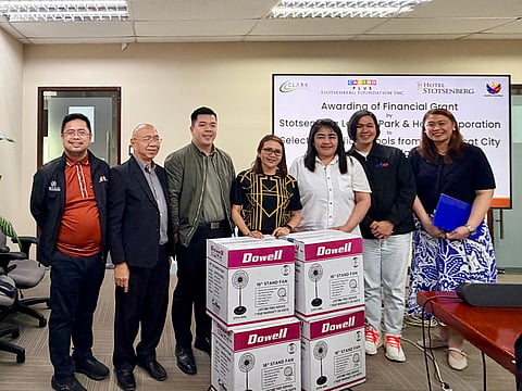 TURNOVER CEREMONY: (from left) Mr. Rommel C. Narciso (AVP for External Affairs), Mr.
Jose Miguel De La Rosa (VP for Admin & Finance), Michael Angelo Horfilla (Stotsenberg Leisure
Park and Hotel Corp. Corporate Social Responsibility Director), Helen A. Tumang (Concepcion
South ES Principal), Karen P. Osorio (Benigno S. Aquino Jr. ES Principal), Chevy Tanglao
(Mabalacat Community HS Teacher), Sheryll Manguerra (Stotsenberg Leisure Park and Hotel
Corp. CDC Compliance Senior Manager)