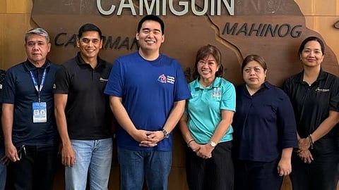 Camiguin Gov. Xavier Jesus Romualdo (third from left) pledges the province’s full support for the inaugural Ironman 5150 Camiguin. Joining him are (from left) Leonides Oclarit of the Provincial Planning and Development Office, race director Julian Valencia, Sunrise Events, Inc. president Princess Galura, Provincial Tourism Officer Candice Borromeo-Dael, and SEI project director Farrah Legaspi.