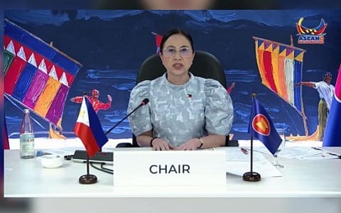 ASEAN INITIATIVES. Trade and Industry Secretary and ASEAN Economic Community Council Chair Cristina Roque during a virtual briefing on Thursday (April 30, 2026). She said AEC ministers met to discuss coordinated regional responses to the impact of the Middle East conflict, including measures to strengthen food and energy security. (Screenshot from ASEAN 2026 PH Facebook Live)
