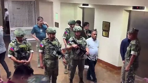 MANILA. Armed Marines were deployed to secure the Senate on Wednesday evening, May 13, 2026.