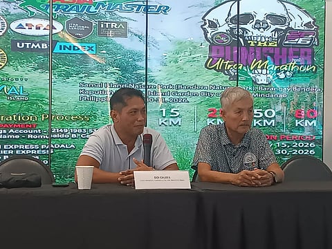 Tommy Iñigo (right), golf director of South Pacific Golf and Leisure Estates, shares updates on the upcoming DSA Open Golf Tournament for a Cause during the Davao Sportswriters Association (DSA) Forum at The Annex of SM City Davao on May 14, 2026.