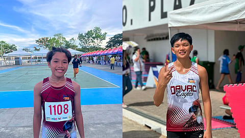 SILVER STANDOUTS. Davao Region silver medalists Farrah Jane Sanchez (left) and Mechelle Ann Gonato pose after delivering podium finishes in the athletics competition of the 2026 Palarong Pambansa in Agusan del Sur. Sanchez captured silver in the elementary girls’ 100-meter hurdles in her Palaro debut, while Gonato secured silver in the secondary girls’ triple jump after narrowly missing a second straight gold medal.
