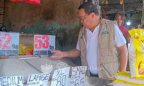 The Department of Agriculture-Davao Region (DA-Davao) inspected some rice retailers at Bankerohan Market in Davao City to ensure the enforcement of the mandated price ceiling on 5 percent broken imported rice.