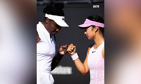 Q-FINALS. Nanamilit ang panagpares nila ni American icon Venus Williams (wa) ug Filipina rising star Alex Eala (tuo), human sila napilde sa quarter-finals sa Bad Homburg Open doubles event sa Germany. / WTA FB Page