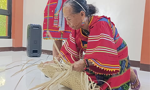 BANIG MAKING. A Matigsalug woman demonstrates how a banig is made in front of personnel from the Department of Tourism and the City Tourism Operations Office as part of their push for Community-Based Tourism in Datu Salumay, Marilog District, on Wednesday, May 6, 2026.