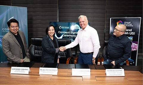 Seamless connectivity for a global workforce. Converge Global Business partners with Virtual Staffing Solutions to power their operations locally and internationally. (L-R) Converge Global Business Visayas Unit Head Luciano Omang, Converge Global Business AVP & Head of Enterprise Sales VisMin Ma. Asuncion Canen, Virtual Staffing Solutions CEO David Lemasters, and Virtual Staffing Solutions Vice President (Technology) Raymund Austria.