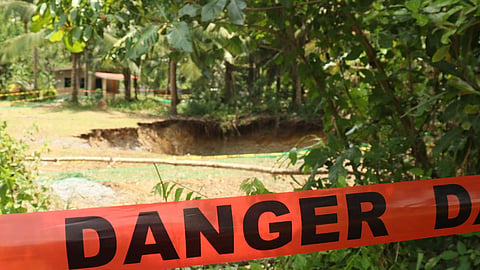 A sinkhole was reported in Purok Indilicio, Barangay Guadalupe, City of Bogo, in northern Cebu. (Photo courtesy of City of Bogo PIO)