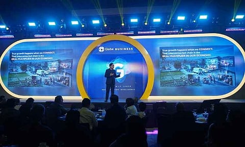CONNECTIVITY. Darius Delgado, chief commercial officer of Globe Telecom, delivers his opening remarks during Globe Business’ G Summit 2026 Davao, held on September 3 at the Acacia Hotel Davao, highlighting connectivity, artificial intelligence, and digital transformation as drivers of business growth.