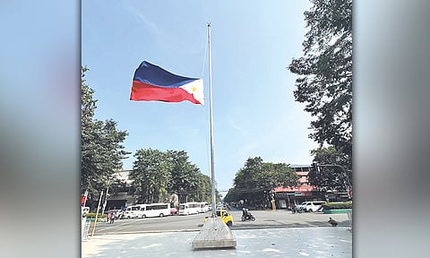 HONORING MOJARES. The Philippine flag flies at half-mast at the Cebu Provincial Capitol on Monday, Sept. 7, 2026, in tribute to National Artist for Literature Resil Mojares, who died Sept. 5 at 83. /