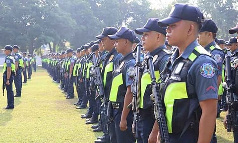 Police personnel from the Police Regional Office-11 (PRO-11) stand in formation during a send-off ceremony on Wednesday, September 9, 2026. A contingent of 869 officers was deployed from Davao City to provide security augmentation for the upcoming Bangsamoro Autonomous Region in Muslim Mindanao (BARMM) parliamentary elections, scheduled for Monday, September 14, 2026.