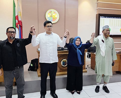 ZAMBOANGA. The Commission on Elections proclaims Dr. Rima Hassan of the Bangsamoro Federalist Party (2nd from right) as winner in Basilan’s first district after the historic first Bangsamoro Parliamentary Election on Monday, September 14. Two other Hassan’s party mates won and one from the United Bangsamoro Justice Party.