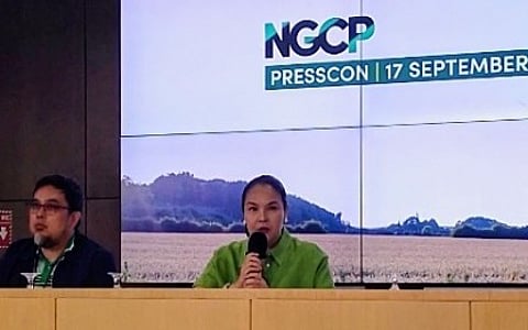 LOWER TRANSMISSION RATE. National Grid Corp. of the Philippines (NGCP) Revenue Management and Business and Regulatory Development head Julius Ryan Datingaling and NGCP spokesperson Cynthia Alabanza lead a press briefing in San Juan City on Thursday (Sept. 17, 2026). Datingaling reported a drop in transmission rates for the August 2026 billing period. (PNA photo by Joann Santiago-Villanueva)