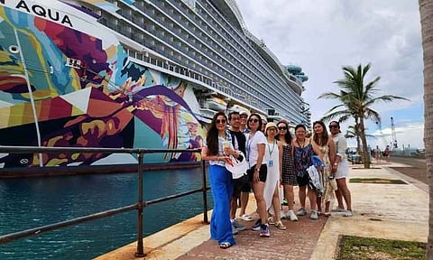 The obligatory group pose at the Royal Naval Dockyard in Bermuda during our first cruise aboard the Norwegian Aqua.