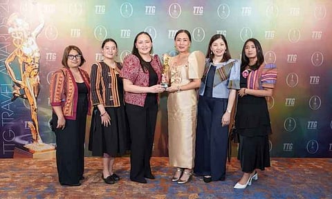 Tourism Promotions Board (TPB) Philippines COO Maria Margarita Montemayor Nograles receives the Best National Tourism Organization award from TTG Asia Media during the 35th TTG Travel Awards 2026 Ceremony & Gala Dinner in Bangkok, Thailand.