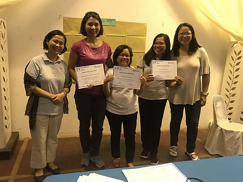 ROXAS CITY. Humanity and Inclusion project manager Menchie Lacson with resource speakers (from left) Joeanne Jomalesa, this writer, Maritess Pomada and Caryl Depositario. (Contributed Photo)