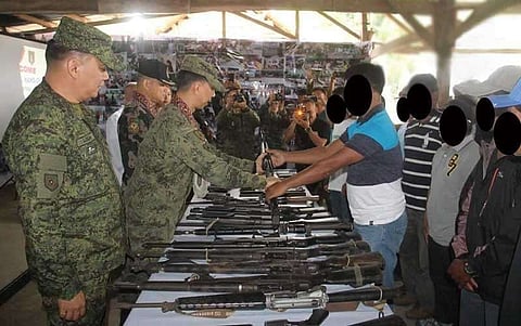 NEGROS. The localized peace talks led to the surrender of 25 armed members of the New People's Army before the officers of the 79th Infantry Battalion, 6th Special Action Battalion - Special Action Force and 1st Negros Occidental Provincial Mobile Force Company of the Philippine National Police held at the 79th Infantry Battalion headquarters in Barangay Bato, Sagay City, Negros Occidental around 10:30 a.m. on Saturday, March 2. (Contributed photo)