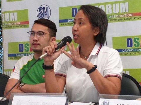 DAVAO. Joselle Badilla, representing Tropang Trumpo and raceLink, bares details of the 82nd Araw ng Davao cycling competition in Thursday's Davao Sportswriters Association (DSA) Forum at The Annex of SM City Davao. (Marianne L. Saberon-Abalayan)