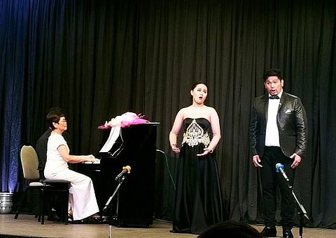 CAGAYAN DE ORO. Classical music (From left to right): Accompanist Consuelo Escudero conducts the keys on the piano while soprano Carmina Lourdes Atienza and baritone Cipriano Mercado de Guzman Jr. belt out one of the classical songs they performed during the recital. (Photo by Angelo Lorenzo)